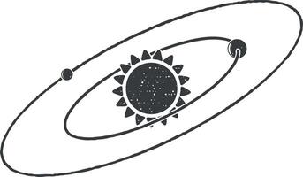 solar system vector icon illustration with stamp effect