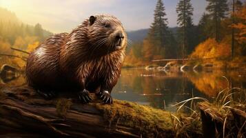 AI generated beaver high quality image photo