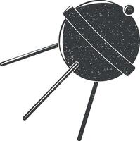 first satellite vector icon illustration with stamp effect