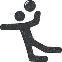 handball vector icon illustration with stamp effect