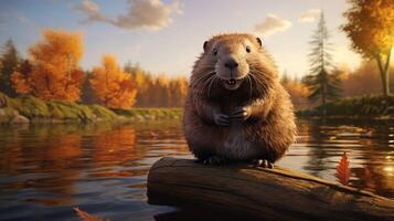 AI generated beaver high quality image photo