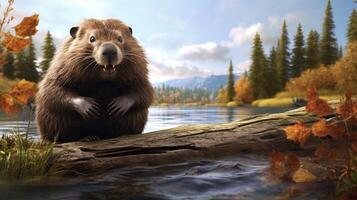 AI generated beaver high quality image photo