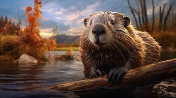 AI generated beaver high quality image photo