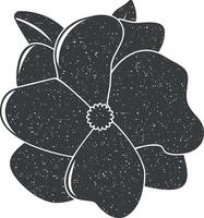 magnolia flower vector icon illustration with stamp effect
