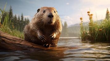 AI generated beaver high quality image photo