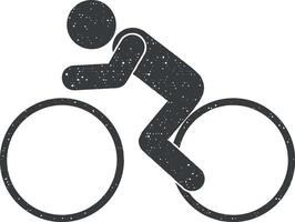 cyclist vector icon illustration with stamp effect