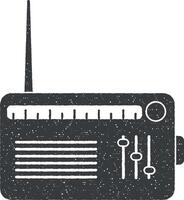 radio player vector icon illustration with stamp effect