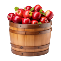 AI generated Apples in a wooden barrel isolated on transparent background png