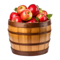 AI generated Apples in a wooden barrel isolated on transparent background png