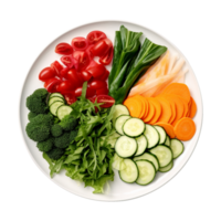 AI generated Fresh mixed vegetables in a bowl view isolated on transparent background png