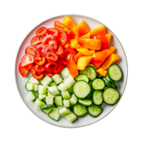 AI generated Fresh mixed vegetables in a bowl view isolated on transparent background png