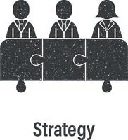 equipo trabajar, rompecabezas, estrategia, equipo, los usuarios vector icono ilustración con sello efecto