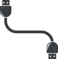 USB cable vector icon illustration with stamp effect