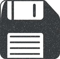 Floppy Disk vector icon illustration with stamp effect