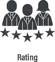 Team work, outstanding, rating, star, team, users vector icon illustration with stamp effect