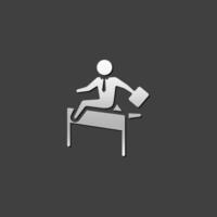 Businessman challenge icon in metallic grey color style. vector