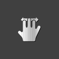 Finger gesture icon in metallic grey color style.Gadget touch pad smart phone laptop vector