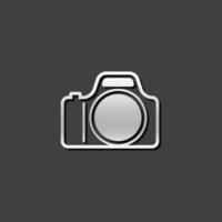 Camera icon in metallic grey color style. Digital photography professional vector