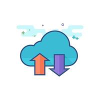 Cloud icon with arrows flat color style vector illustration