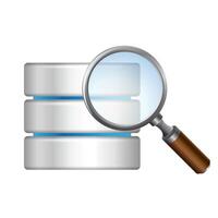 Database search icon in color. hard disk server data center vector