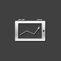 Arrow chart icon in metallic grey color style. Digital display tablet smart phone vector