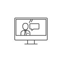 Computer chat icon in thin outline style vector