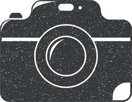 camera vector icon illustration with stamp effect