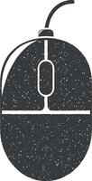 computer mouse vector icon illustration with stamp effect