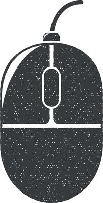 computer mouse vector icon illustration with stamp effect
