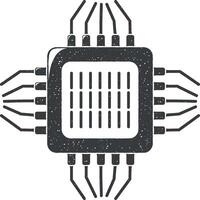 chip vector icon illustration with stamp effect