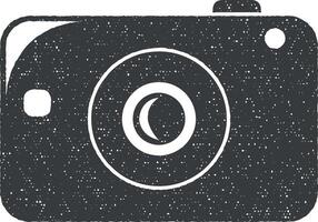 camera vector icon illustration with stamp effect