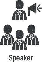 Team work, announce, team, users vector icon illustration with stamp effect