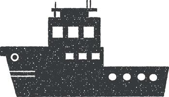 Water transport, ship vector icon illustration with stamp effect