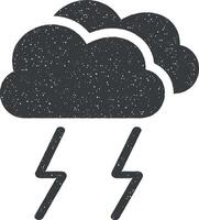 Lightning, cloud vector icon illustration with stamp effect