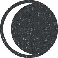 Crescent, half-moon vector icon illustration with stamp effect