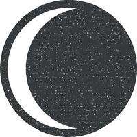 Crescent, half-moon vector icon illustration with stamp effect