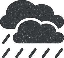 Rain, cloudy vector icon illustration with stamp effect