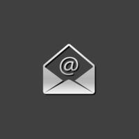 Email icon in metallic grey color style. Message open envelope vector