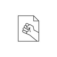 Hand fist icon in thin outline style vector