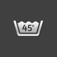 Washing temperature icon in metallic grey color style.Laundry cleaning care vector