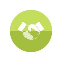 Handshake icon in flat color circle style. Business people agreement vector