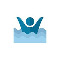 Drowned man icon in flat color style. People accident water sea beach lifeguard vector