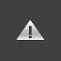 Warning sign icon in metallic grey color style.triangle safety security vector