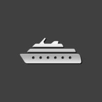 Cruise ship icon in metallic grey color style. Holiday travel journey vector