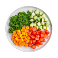 AI generated Fresh mixed vegetables in a bowl view isolated on transparent background png