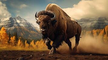 AI generated bison high quality image photo