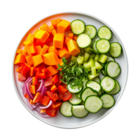 AI generated Fresh mixed vegetables in a bowl view isolated on transparent background png