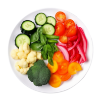 AI generated Fresh mixed vegetables in a bowl view isolated on transparent background png