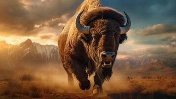 AI generated bison high quality image photo