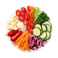 AI generated Fresh mixed vegetables in a bowl view isolated on transparent background png